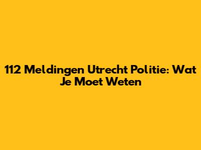112 Meldingen Utrecht Politie: Wat Je Moet Weten