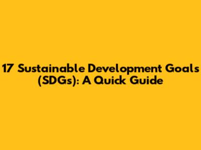 17 Sustainable Development Goals (SDGs): A Quick Guide