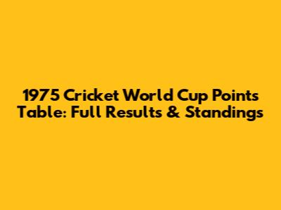 1975 Cricket World Cup Points Table: Full Results & Standings