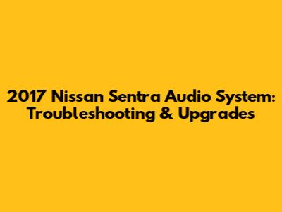 2017 Nissan Sentra Audio System: Troubleshooting & Upgrades