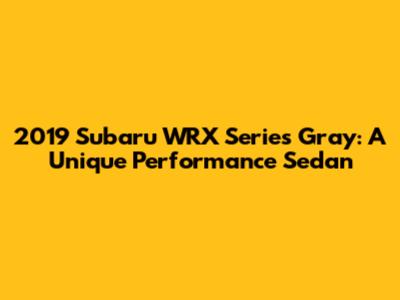 2019 Subaru WRX Series Gray: A Unique Performance Sedan