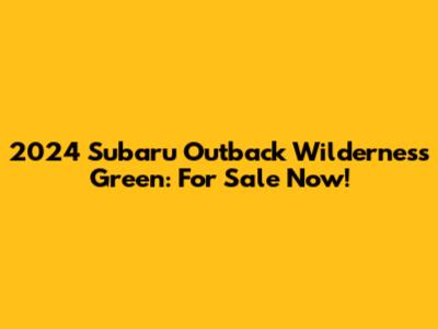 2024 Subaru Outback Wilderness Green: For Sale Now!