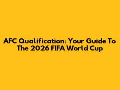 AFC Qualification: Your Guide To The 2026 FIFA World Cup