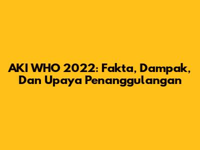 AKI WHO 2022: Fakta, Dampak, Dan Upaya Penanggulangan