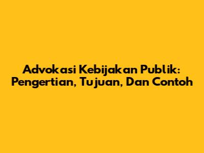 Advokasi Kebijakan Publik: Pengertian, Tujuan, Dan Contoh