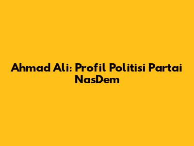 Ahmad Ali: Profil Politisi Partai NasDem