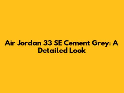 Air Jordan 33 SE Cement Grey: A Detailed Look