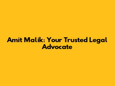 Amit Malik: Your Trusted Legal Advocate