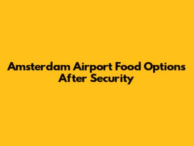 Amsterdam Airport Food Options After Security
