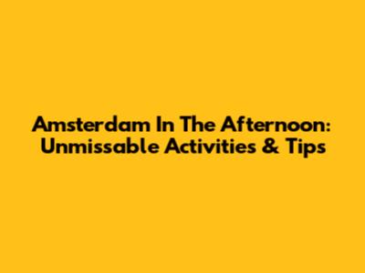Amsterdam In The Afternoon: Unmissable Activities & Tips