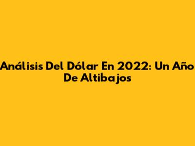Análisis Del Dólar En 2022: Un Año De Altibajos