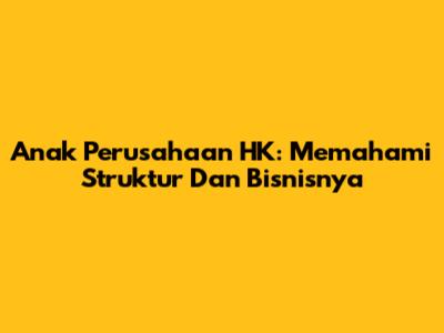 Anak Perusahaan HK: Memahami Struktur Dan Bisnisnya