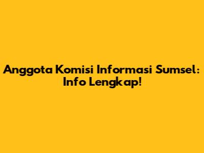 Anggota Komisi Informasi Sumsel: Info Lengkap!
