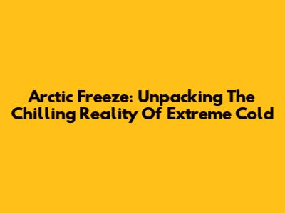 Arctic Freeze: Unpacking The Chilling Reality Of Extreme Cold