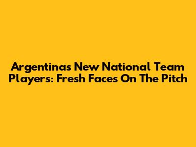 Argentina's New National Team Players: Fresh Faces On The Pitch