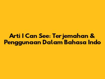 Arti 'I Can See': Terjemahan & Penggunaan Dalam Bahasa Indo