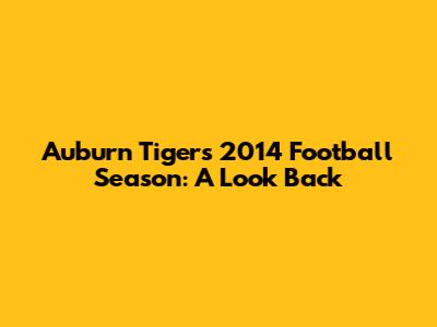 Auburn Tigers 2014 Football Season: A Look Back