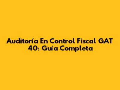 Auditoría En Control Fiscal GAT 40: Guía Completa