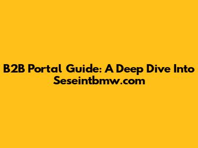 B2B Portal Guide: A Deep Dive Into Seseintbmw.com