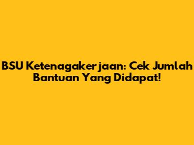 BSU Ketenagakerjaan: Cek Jumlah Bantuan Yang Didapat!