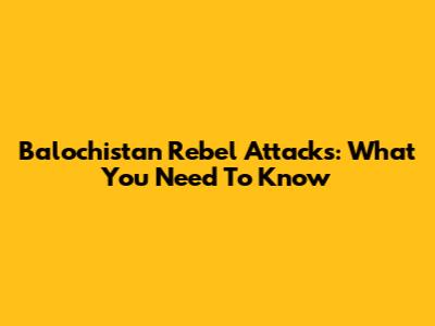 Balochistan Rebel Attacks: What You Need To Know