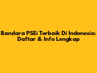 Bandara PSEi Terbaik Di Indonesia: Daftar & Info Lengkap