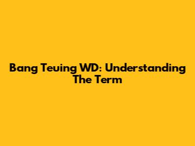 Bang Teuing WD: Understanding The Term