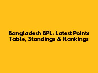 Bangladesh BPL: Latest Points Table, Standings & Rankings
