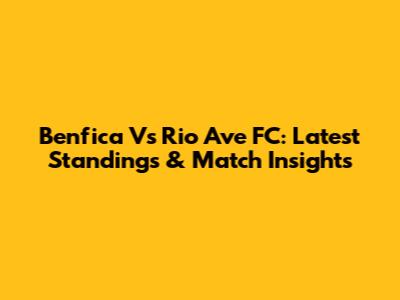 Benfica Vs Rio Ave FC: Latest Standings & Match Insights