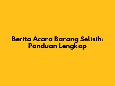 Berita Acara Barang Selisih: Panduan Lengkap