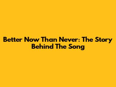 Better Now Than Never: The Story Behind The Song