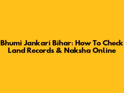 Bhumi Jankari Bihar: How To Check Land Records & Naksha Online