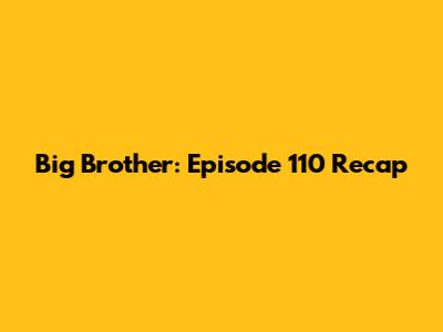 Big Brother: Episode 110 Recap