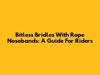 Bitless Bridles With Rope Nosebands: A Guide For Riders