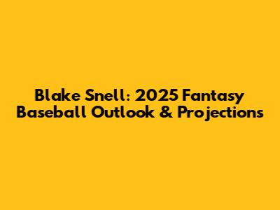 Blake Snell: 2025 Fantasy Baseball Outlook & Projections