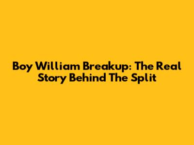 Boy William Breakup: The Real Story Behind The Split