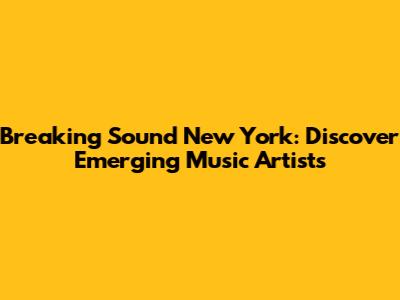 Breaking Sound New York: Discover Emerging Music Artists