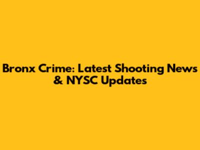 Bronx Crime: Latest Shooting News & NYSC Updates
