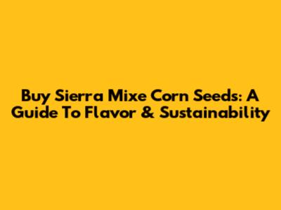 Buy Sierra Mixe Corn Seeds: A Guide To Flavor & Sustainability