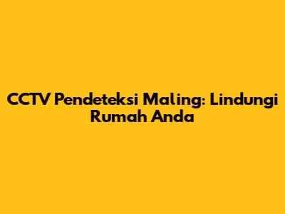 CCTV Pendeteksi Maling: Lindungi Rumah Anda