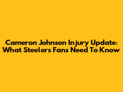 Cameron Johnson Injury Update: What Steelers Fans Need To Know