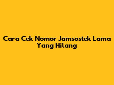 Cara Cek Nomor Jamsostek Lama Yang Hilang