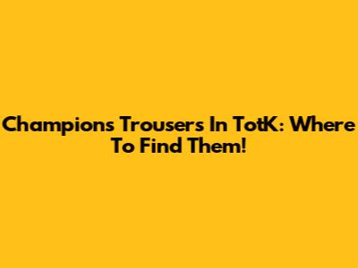 Champions' Trousers In TotK: Where To Find Them!