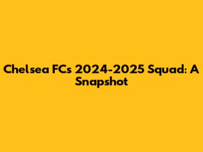 Chelsea FC's 2024-2025 Squad: A Snapshot