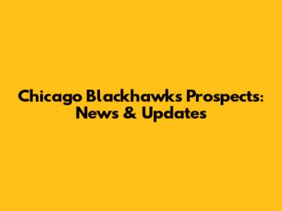 Chicago Blackhawks Prospects: News & Updates