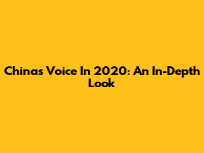 China's Voice In 2020: An In-Depth Look