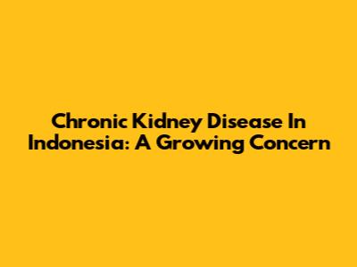 Chronic Kidney Disease In Indonesia: A Growing Concern