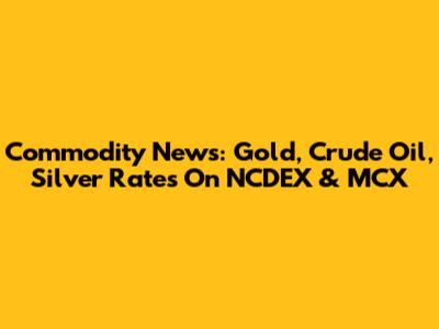 Commodity News: Gold, Crude Oil, Silver Rates On NCDEX & MCX