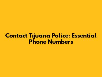 Contact Tijuana Police: Essential Phone Numbers