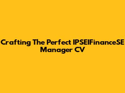 Crafting The Perfect IPSEIFinanceSE Manager CV
